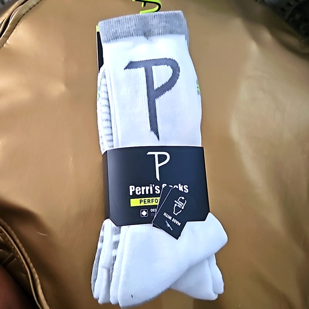 PERRI'S SOCKS PERFORMANCE UNISEX 3 PAIRS WHITE GREY